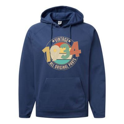 Vintage Emblem All Original Parts 1934 90th Birthday Performance Fleece Hoodie