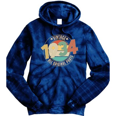 Vintage Emblem All Original Parts 1934 90th Birthday Tie Dye Hoodie