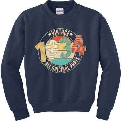 Vintage Emblem All Original Parts 1934 90th Birthday Kids Sweatshirt