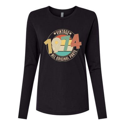 Vintage Emblem All Original Parts 1974 50th Birthday Womens Cotton Relaxed Long Sleeve T-Shirt