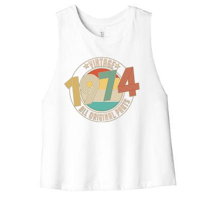 Vintage Emblem All Original Parts 1974 50th Birthday Women's Racerback Cropped Tank