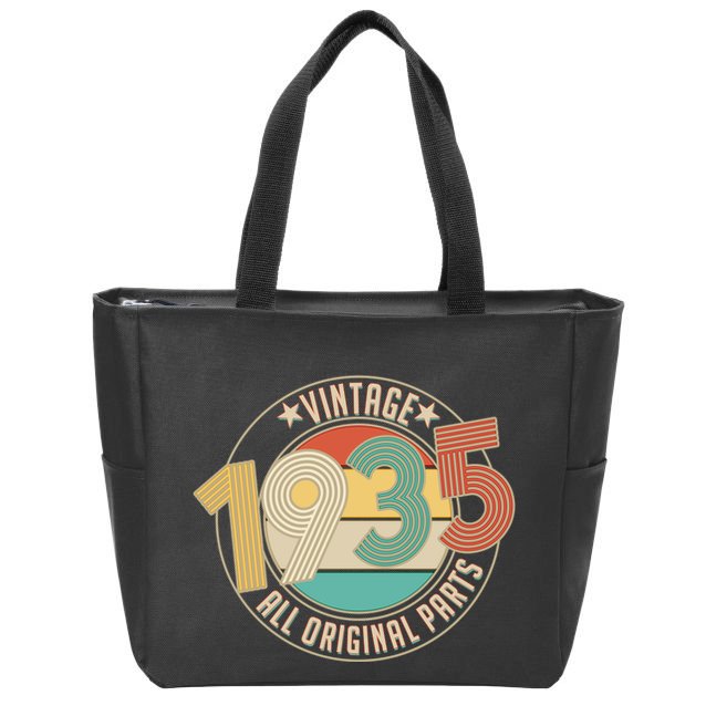 Vintage Emblem All Original Parts 1935 90th Birthday Zip Tote Bag