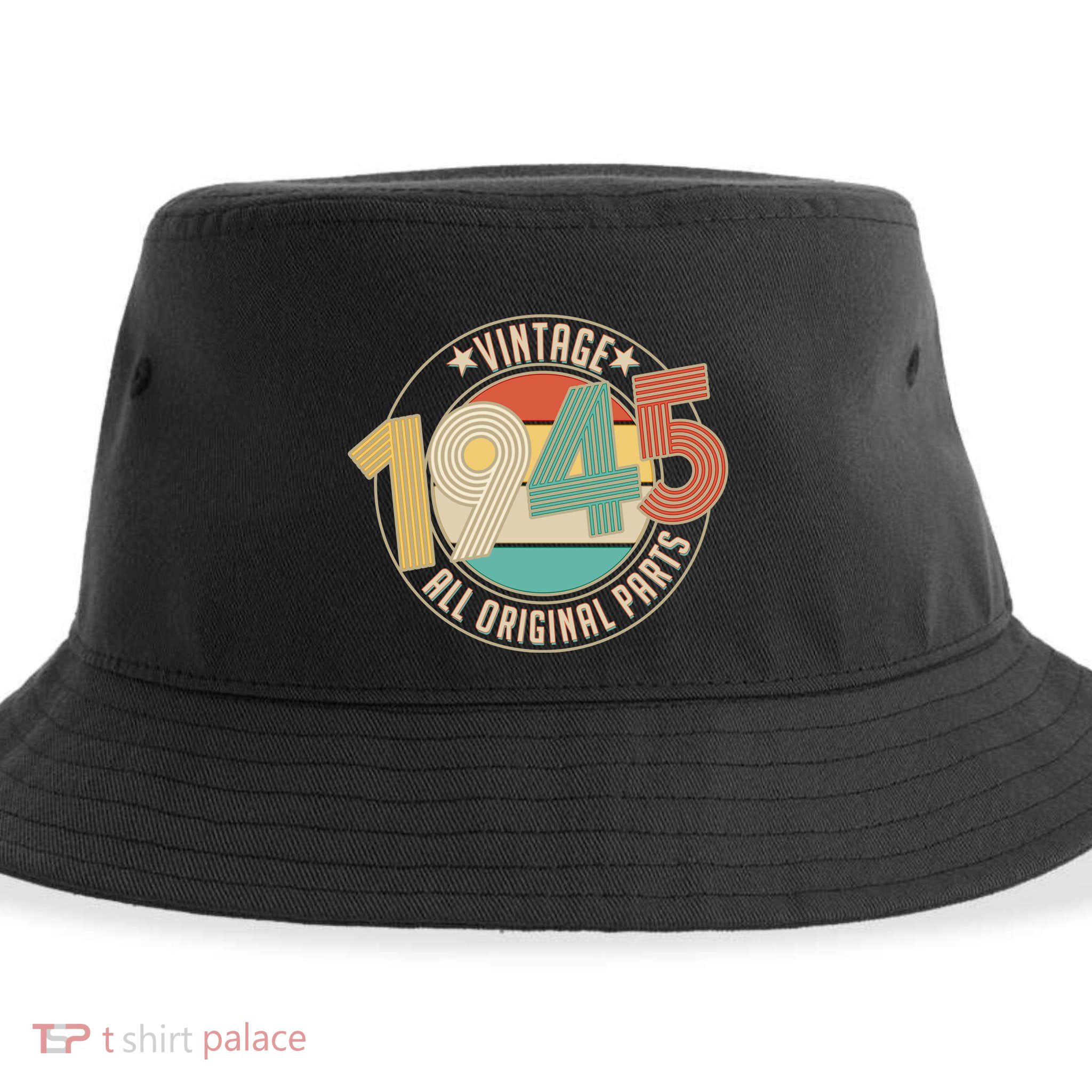 Vintage Emblem All Original Parts 1945 80th Birthday Sustainable Bucket Hat