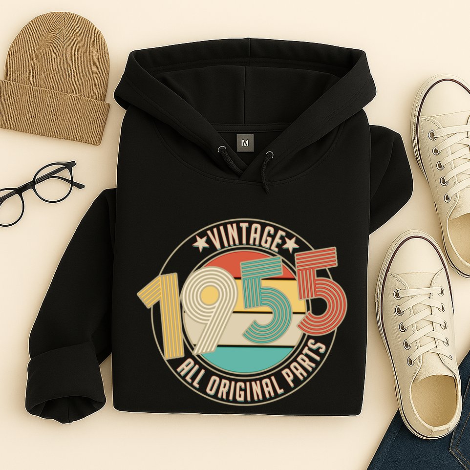 Vintage Emblem All Original Parts 1955 70th Birthday Hoodie