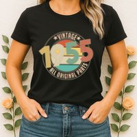 Vintage Emblem All Original Parts 1955 70th Birthday Womens T-Shirt