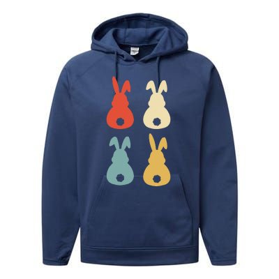 Vintage Easter Bunny Retro Gift Idea Performance Fleece Hoodie