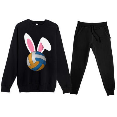 Volleyball Easter Bunny Rabbit Ears Egg Decorating Premium Crewneck Sweatsuit Set