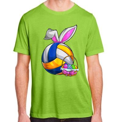 Volleyball Easter Bunny Ears Easter Eggs Hunting Basket Adult ChromaSoft Performance T-Shirt