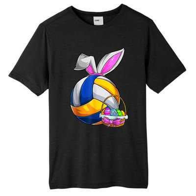 Volleyball Easter Bunny Ears Easter Eggs Hunting Basket Tall Fusion ChromaSoft Performance T-Shirt