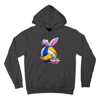 Volleyball Easter Bunny Ears Easter Eggs Hunting Basket Hoodie