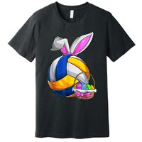 Volleyball Easter Bunny Ears Easter Eggs Hunting Basket Premium T-Shirt