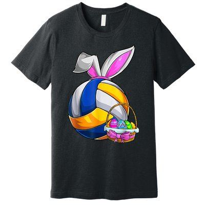 Volleyball Easter Bunny Ears Easter Eggs Hunting Basket Premium T-Shirt