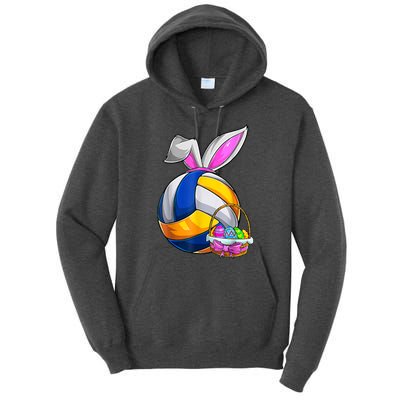 Volleyball Easter Bunny Ears Easter Eggs Hunting Basket Tall Hoodie