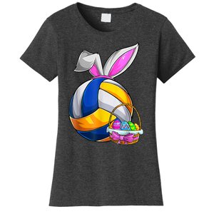 Volleyball Easter Bunny Ears Easter Eggs Hunting Basket Women's T-Shirt