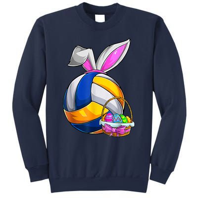 Volleyball Easter Bunny Ears Easter Eggs Hunting Basket Sweatshirt