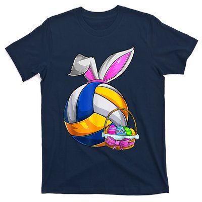 Volleyball Easter Bunny Ears Easter Eggs Hunting Basket T-Shirt