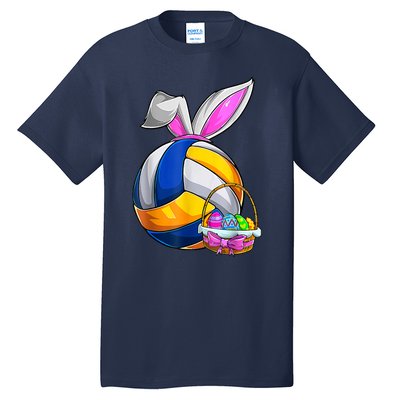 Volleyball Easter Bunny Ears Easter Eggs Hunting Basket Tall T-Shirt