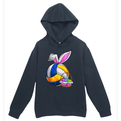 Volleyball Easter Bunny Ears Easter Eggs Hunting Basket Urban Pullover Hoodie