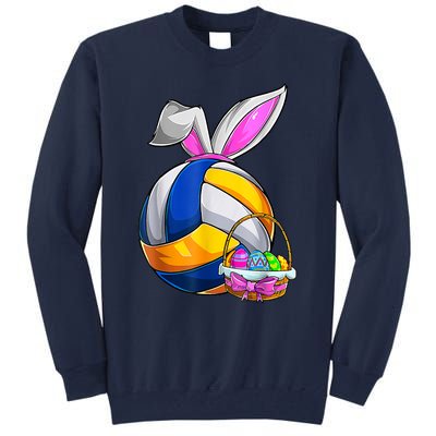 Volleyball Easter Bunny Ears Easter Eggs Hunting Basket Tall Sweatshirt