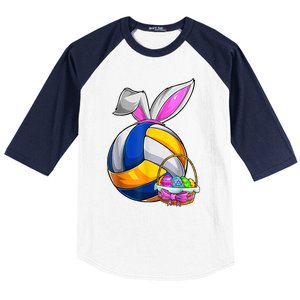 Volleyball Easter Bunny Ears Easter Eggs Hunting Basket Baseball Sleeve Shirt