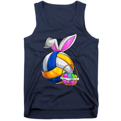 Volleyball Easter Bunny Ears Easter Eggs Hunting Basket Tank Top