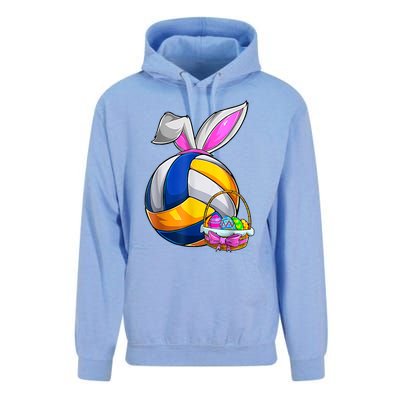 Volleyball Easter Bunny Ears Easter Eggs Hunting Basket Unisex Surf Hoodie