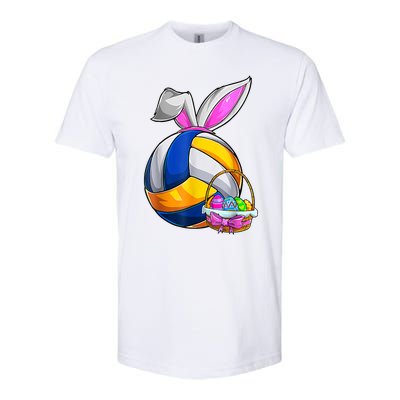 Volleyball Easter Bunny Ears Easter Eggs Hunting Basket Softstyle CVC T-Shirt