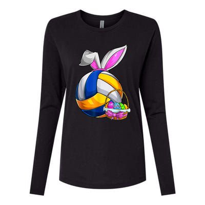 Volleyball Easter Bunny Ears Easter Eggs Hunting Basket Womens Cotton Relaxed Long Sleeve T-Shirt