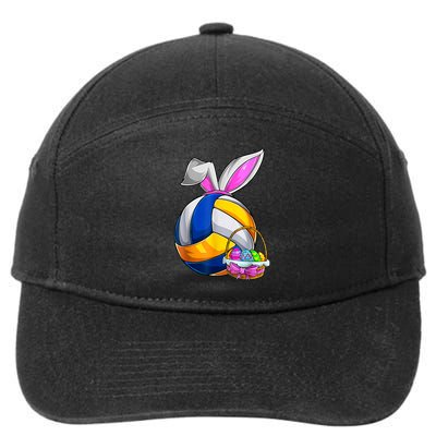 Volleyball Easter Bunny Ears Easter Eggs Hunting Basket 7-Panel Snapback Hat