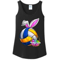 Volleyball Easter Bunny Ears Easter Eggs Hunting Basket Ladies Essential Tank