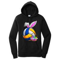 Volleyball Easter Bunny Ears Easter Eggs Hunting Basket Women's Pullover Hoodie