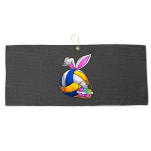 Volleyball Easter Bunny Ears Easter Eggs Hunting Basket Large Microfiber Waffle Golf Towel