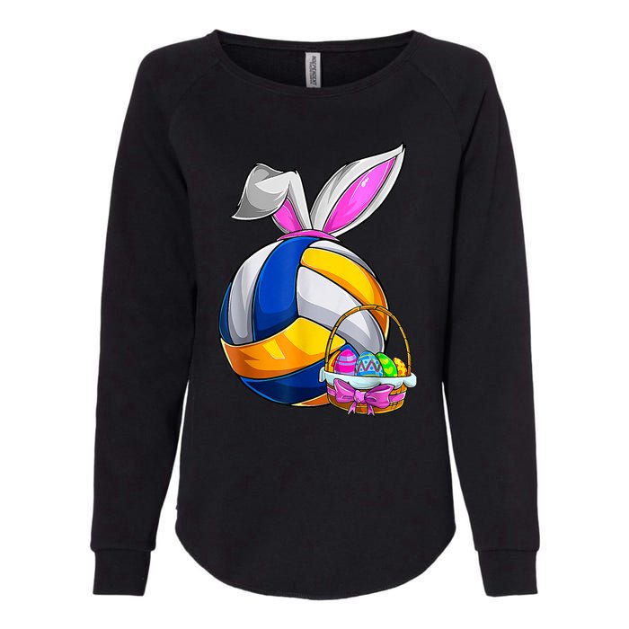 Volleyball Easter Bunny Ears Easter Eggs Hunting Basket Womens California Wash Sweatshirt