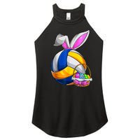 Volleyball Easter Bunny Ears Easter Eggs Hunting Basket Women's Perfect Tri Rocker Tank