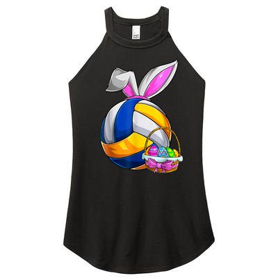 Volleyball Easter Bunny Ears Easter Eggs Hunting Basket Women's Perfect Tri Rocker Tank