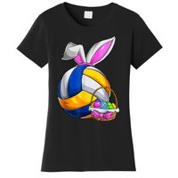 Volleyball Easter Bunny Ears Easter Eggs Hunting Basket Women's T-Shirt