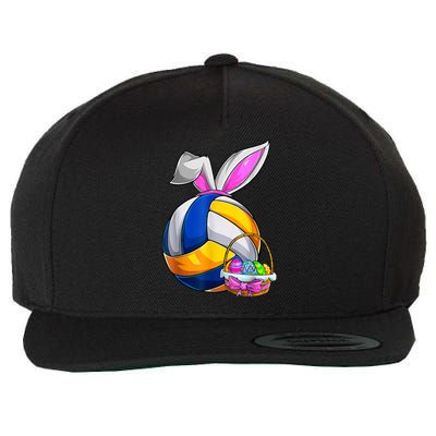 Volleyball Easter Bunny Ears Easter Eggs Hunting Basket Wool Snapback Cap