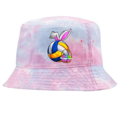 Volleyball Easter Bunny Ears Easter Eggs Hunting Basket Tie-Dyed Bucket Hat