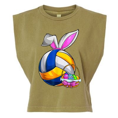 Volleyball Easter Bunny Ears Easter Eggs Hunting Basket Garment-Dyed Women's Muscle Tee