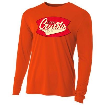 Vintage Enjoy Crypto Cola Drink Cryptocurrency Bitcoin Cooling Performance Long Sleeve Crew