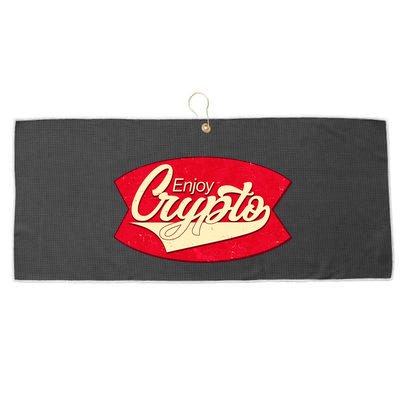 Vintage Enjoy Crypto Cola Drink Cryptocurrency Bitcoin Large Microfiber Waffle Golf Towel