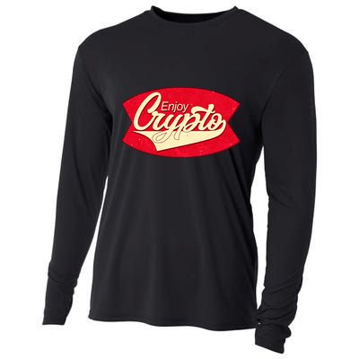 Vintage Enjoy Crypto Cola Drink Cryptocurrency Bitcoin Cooling Performance Long Sleeve Crew