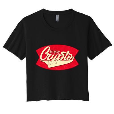 Vintage Enjoy Crypto Cola Drink Cryptocurrency Bitcoin Crop Top