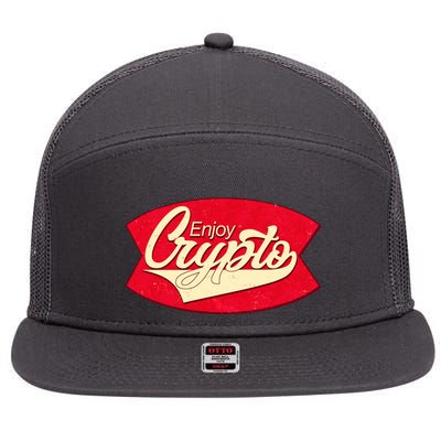 Vintage Enjoy Crypto Cola Drink Cryptocurrency Bitcoin 7 Panel Mesh Trucker Snapback Hat