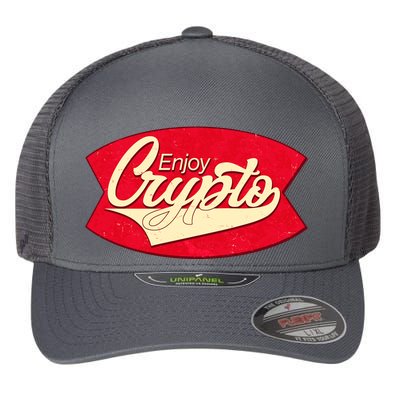 Vintage Enjoy Crypto Cola Drink Cryptocurrency Bitcoin Flexfit Unipanel Trucker Cap