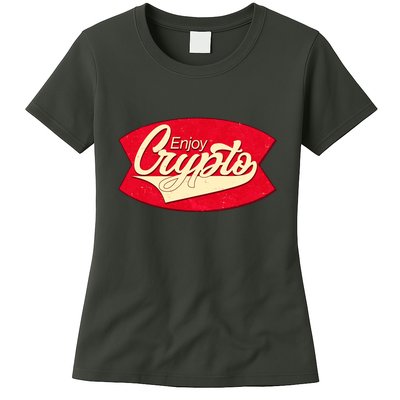 Vintage Enjoy Crypto Cola Drink Cryptocurrency Bitcoin Womens T-Shirt