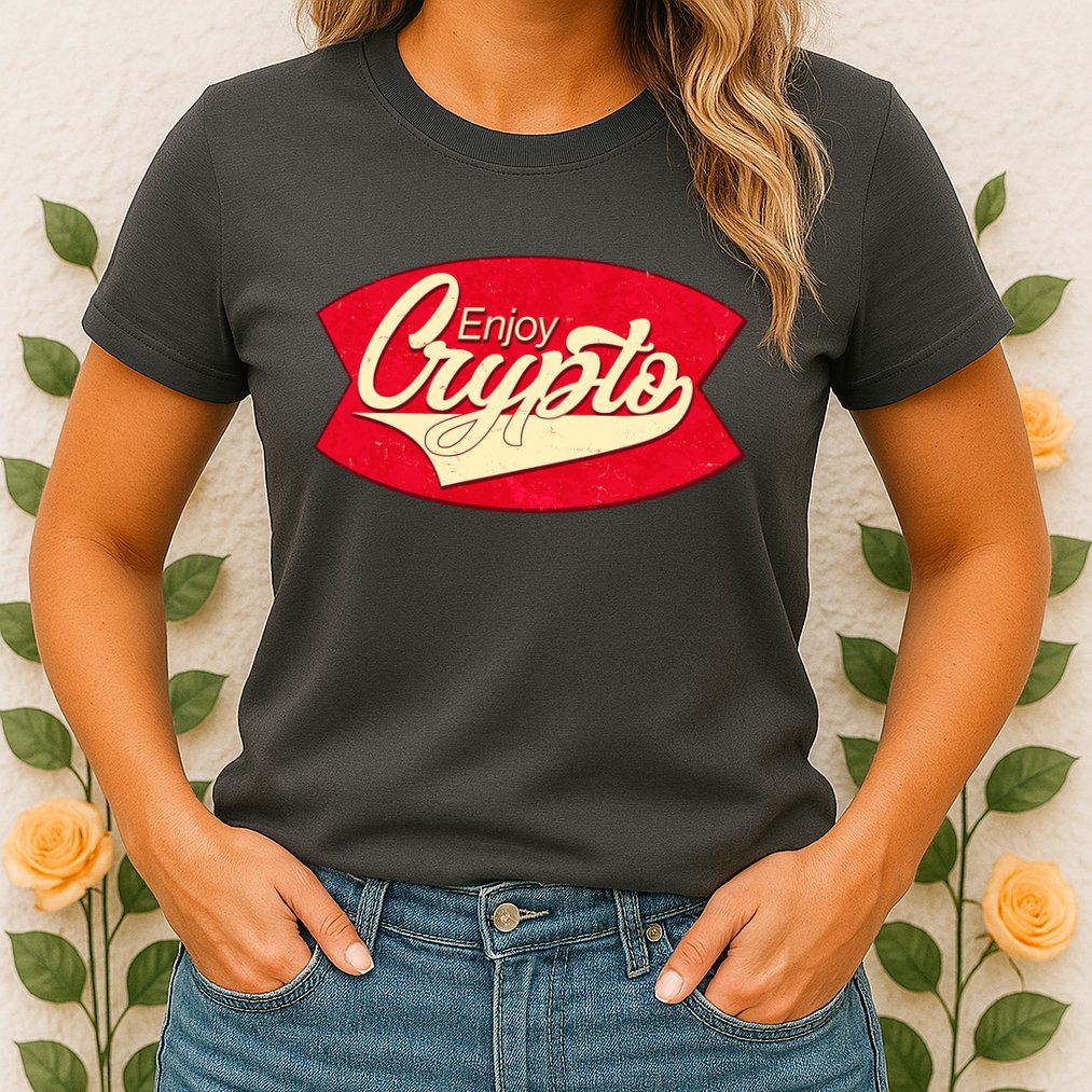 Vintage Enjoy Crypto Cola Drink Cryptocurrency Bitcoin Womens T-Shirt