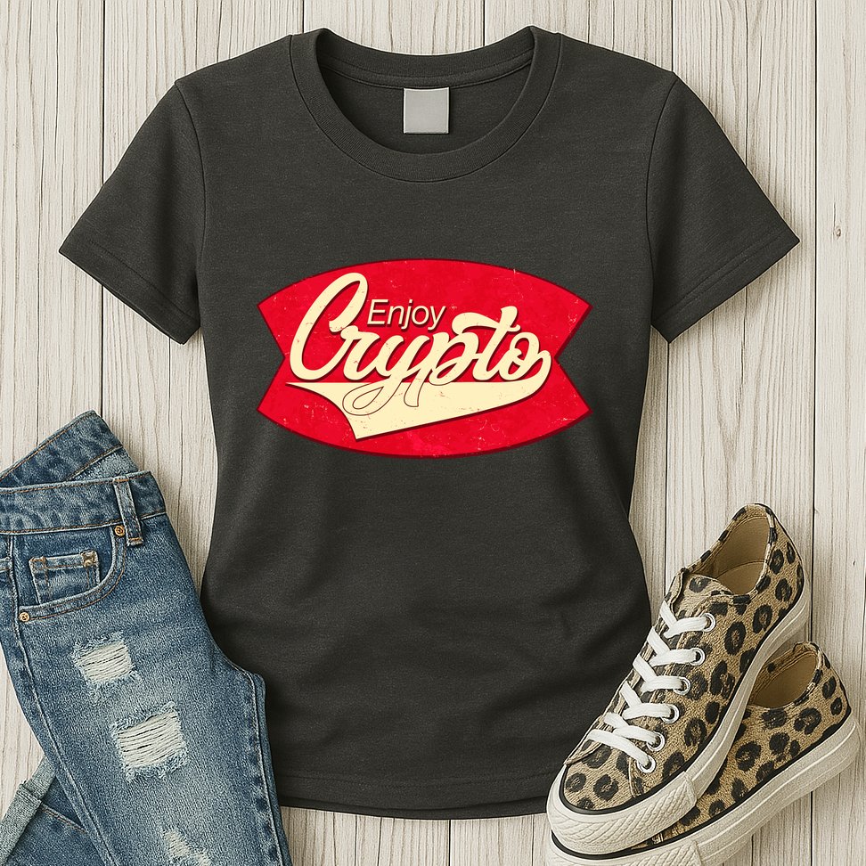 Vintage Enjoy Crypto Cola Drink Cryptocurrency Bitcoin Womens T-Shirt
