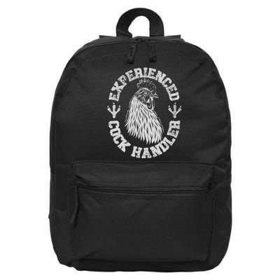 Vintage Experienced Cock Handler Funny Chicken Farmer Humor 16 in Basic Backpack