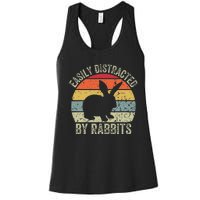 Vintage Easily Distracted By Rabbits Happy Easter Day Women's Racerback Tank